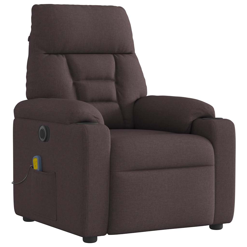 vidaXL Fotoliu electric de masaj rabatabil, maro închis, textil