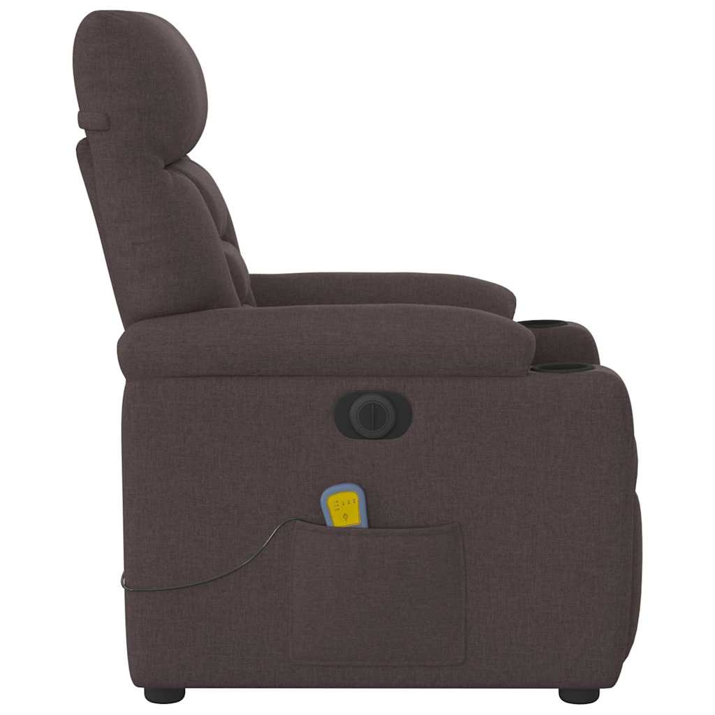 vidaXL Fotoliu electric de masaj rabatabil, maro închis, textil