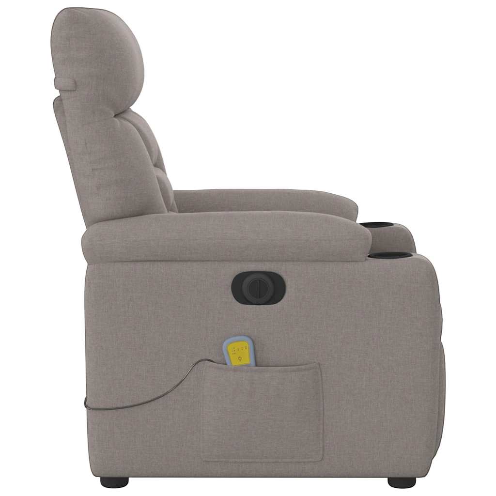 vidaXL Fotoliu electric de masaj rabatabil, gri taupe, textil
