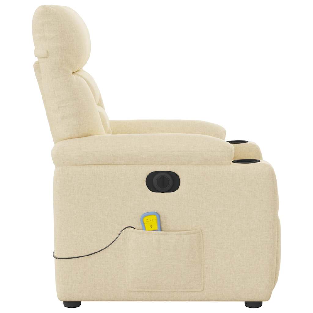 vidaXL Fotoliu electric de masaj rabatabil, crem, textil