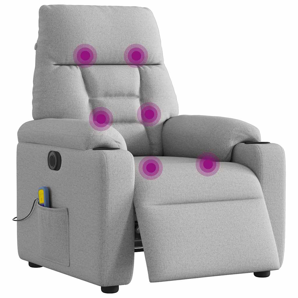 vidaXL Scaun reclinabil electric pentru masaj Cloud Grey Fabric