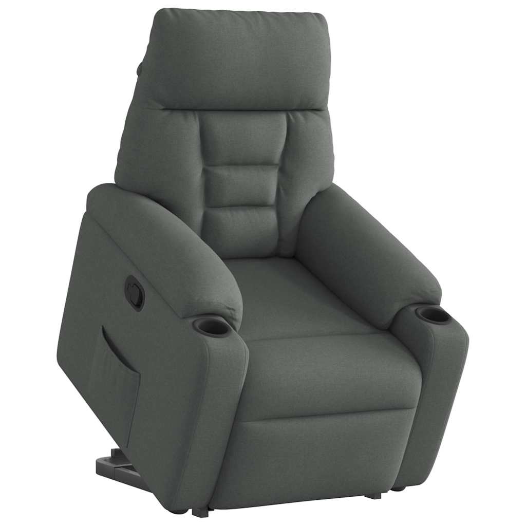 vidaXL Fotoliu rabatabil cu ridicare pe verticală, gri închis, textil vidaXL Fotoliu rabatabil cu ridicare pe verticală, gri închis, textil