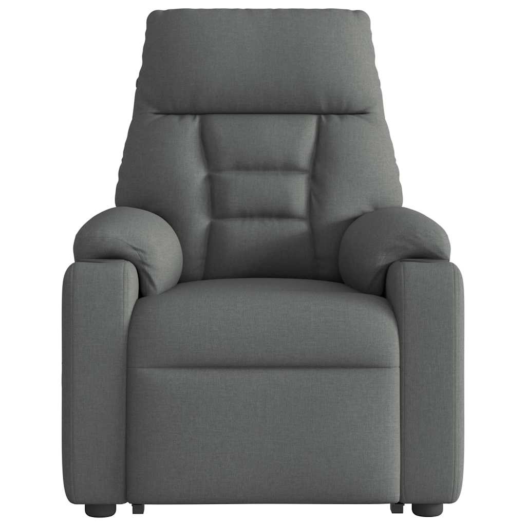 vidaXL Fotoliu rabatabil cu ridicare pe verticală, gri închis, textil vidaXL Fotoliu rabatabil cu ridicare pe verticală, gri închis, textil