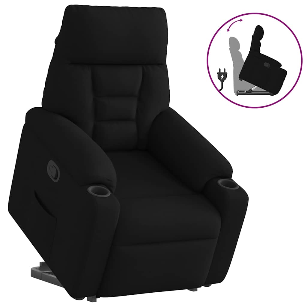 vidaXL Fotoliu rabatabil cu ridicare pe verticală, negru, textil