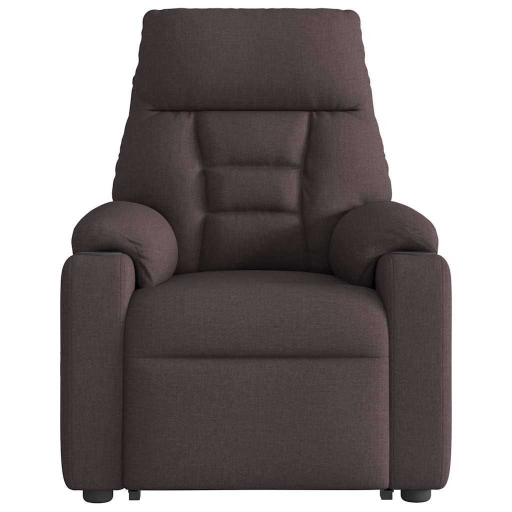 vidaXL Fotoliu rabatabil cu ridicare pe verticală, maro închis, textil