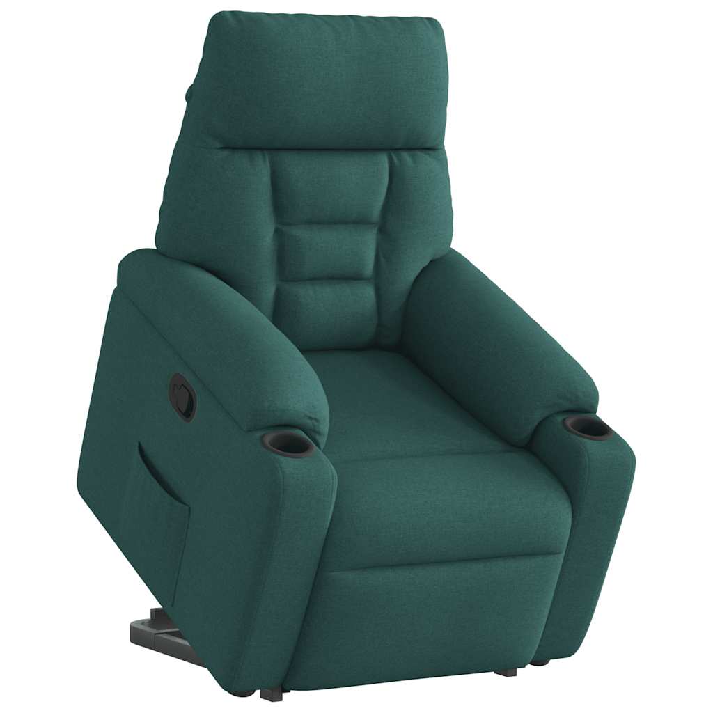 vidaXL Fotoliu rabatabil ridicare pe verticală, verde închis, textil vidaXL Fotoliu rabatabil ridicare pe verticală, verde închis, textil