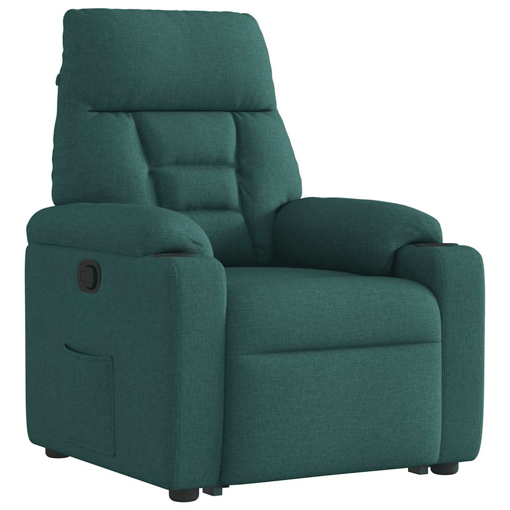 vidaXL Fotoliu rabatabil ridicare pe verticală, verde închis, textil vidaXL Fotoliu rabatabil ridicare pe verticală, verde închis, textil