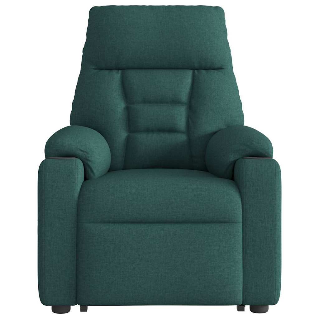 vidaXL Fotoliu rabatabil de masaj, cu ridicare, verde închis, textil