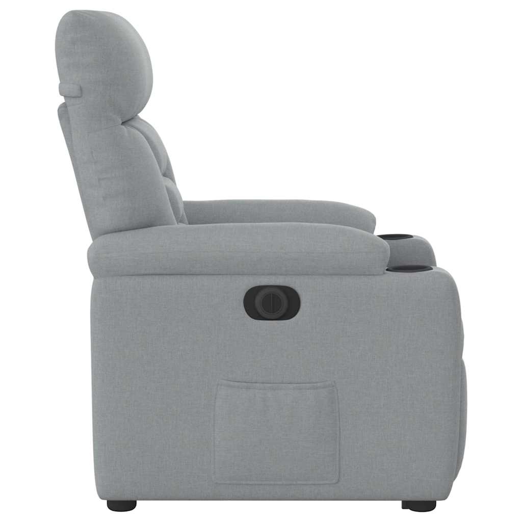 vidaXL Fotoliu electric rabatabil cu ridicare, gri deschis, textil