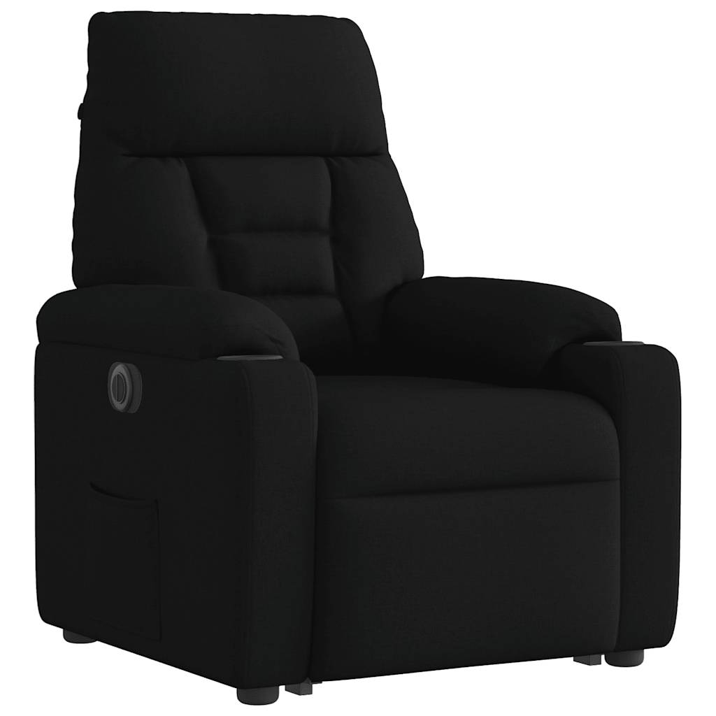 vidaXL Fotoliu electric rabatabil cu ridicare, negru, textil