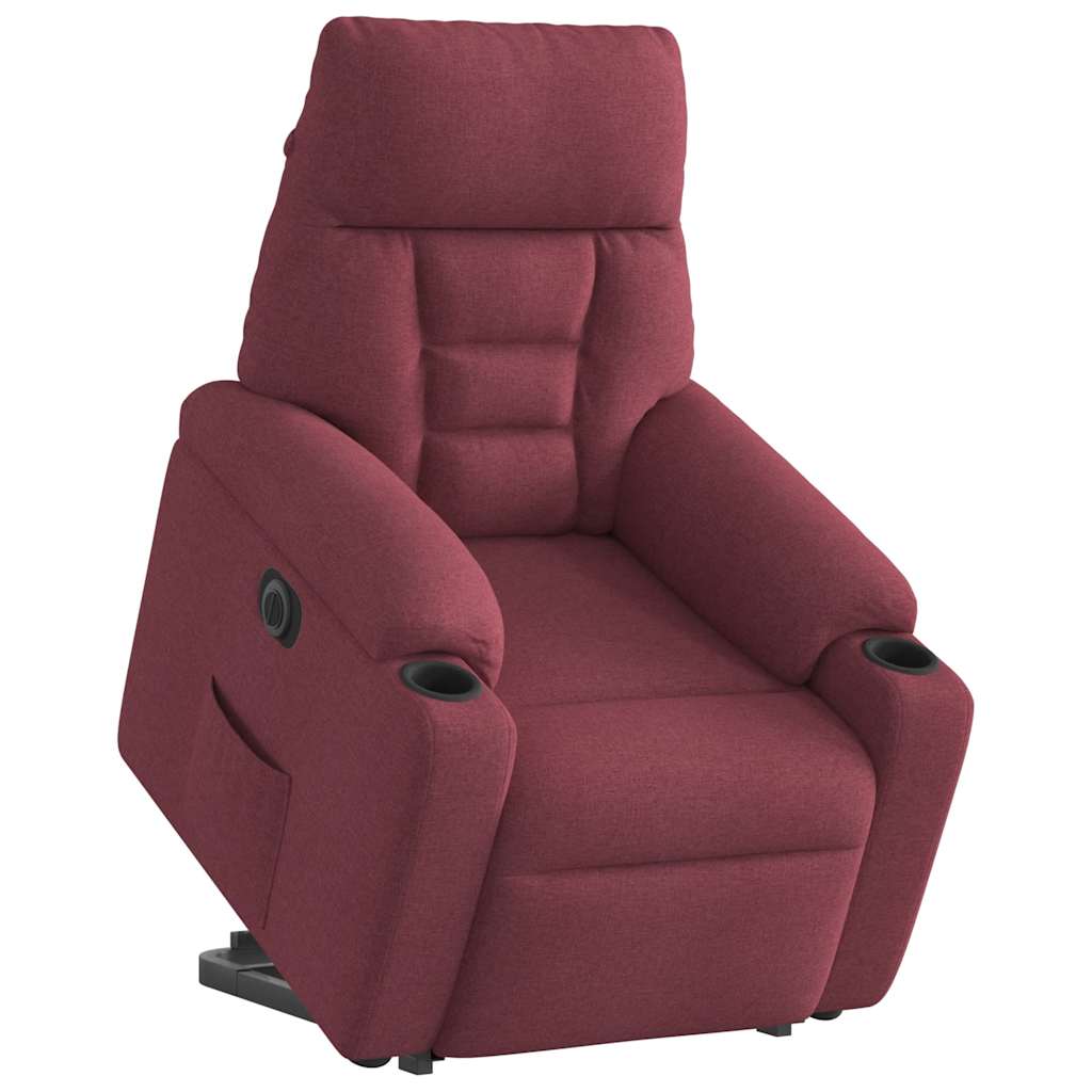 vidaXL Fotoliu electric rabatabil cu ridicare, roșu vin, textil