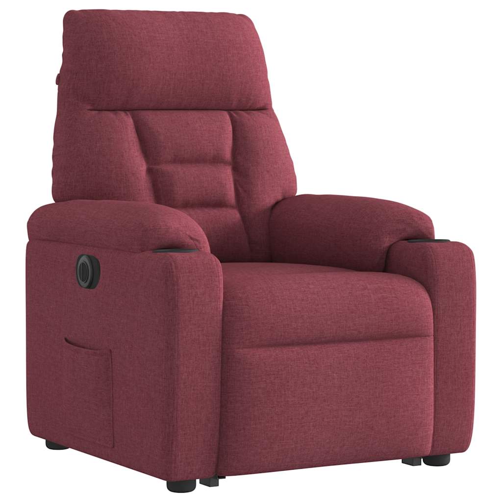 vidaXL Fotoliu electric rabatabil cu ridicare, roșu vin, textil