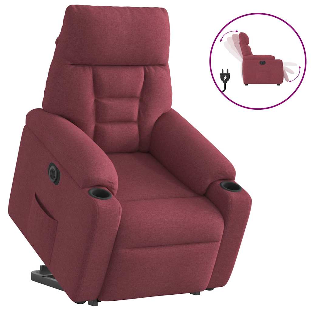 vidaXL Fotoliu electric rabatabil cu ridicare, roșu vin, textil