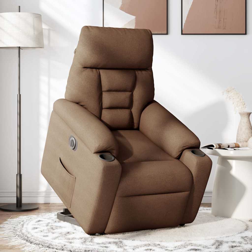 vidaXL Fotoliu electric rabatabil cu ridicare, maro, textil