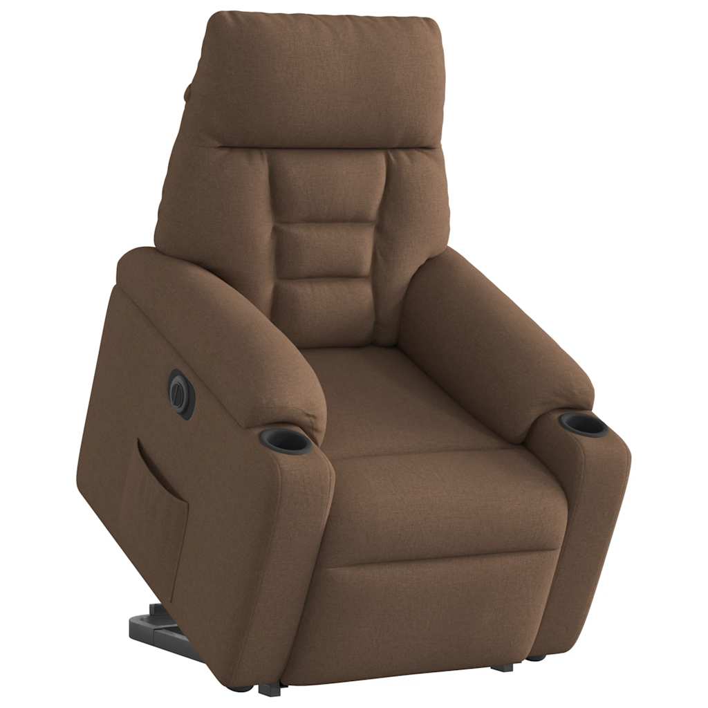 vidaXL Fotoliu electric rabatabil cu ridicare, maro, textil