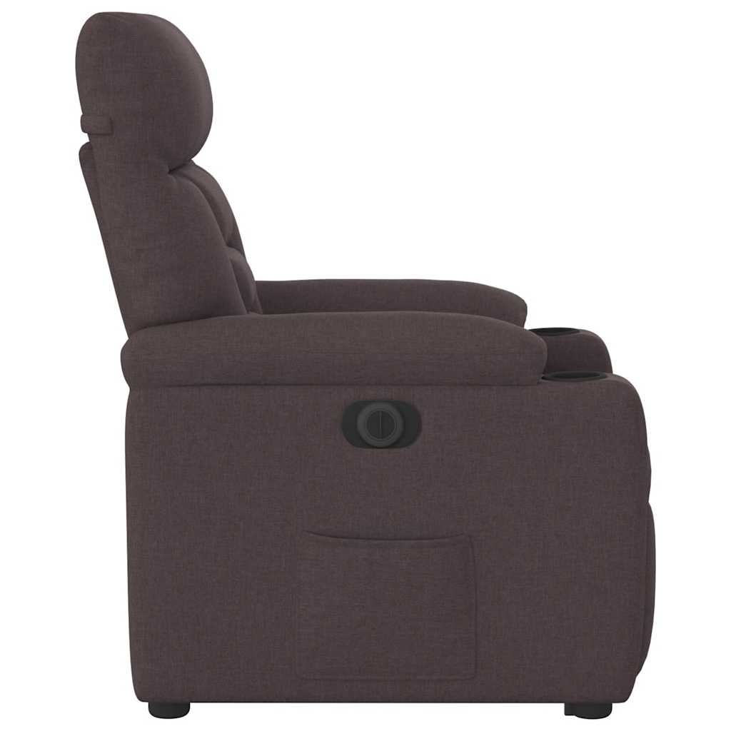 vidaXL Fotoliu electric rabatabil cu ridicare, maro închis, textil