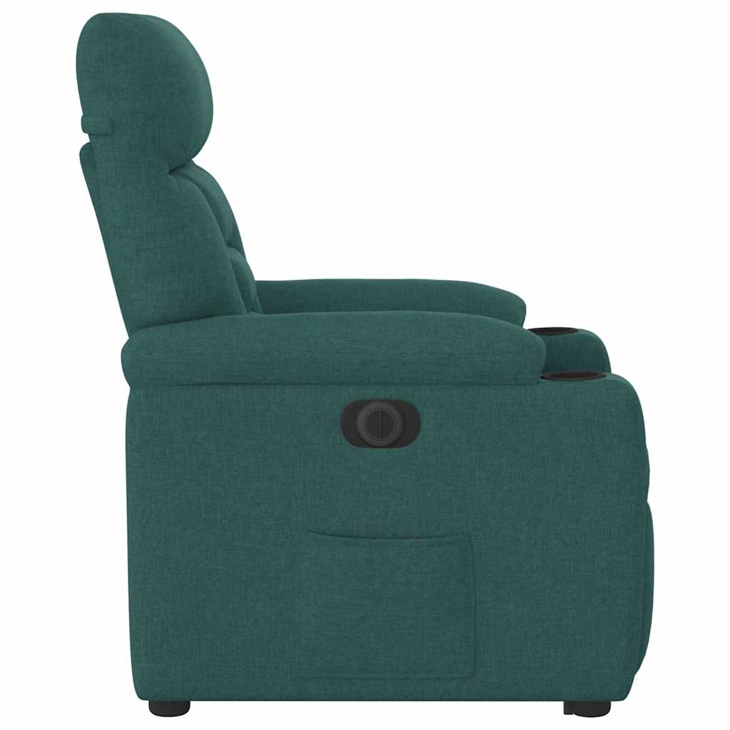 vidaXL Fotoliu electric rabatabil cu ridicare, verde închis, textil