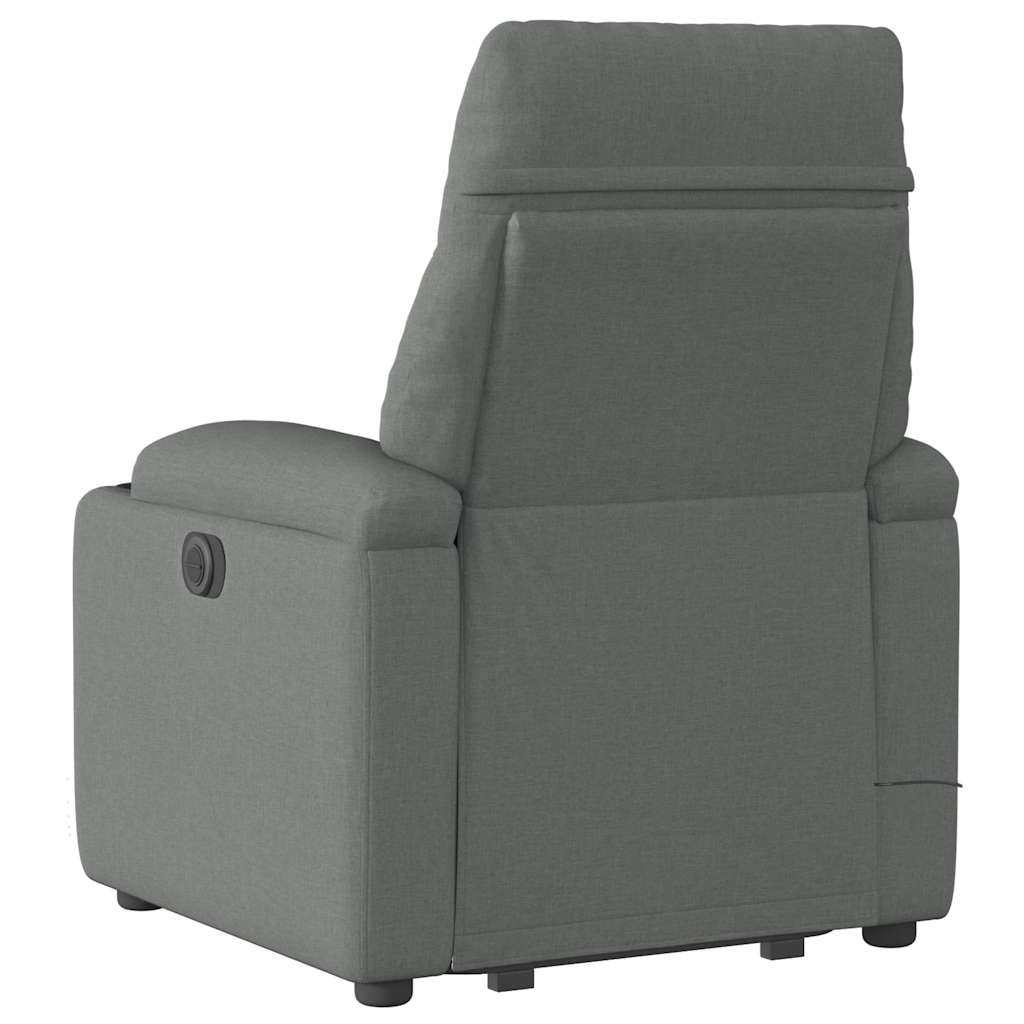 vidaXL Fotoliu electric masaj rabatabil cu ridicare, gri închis textil