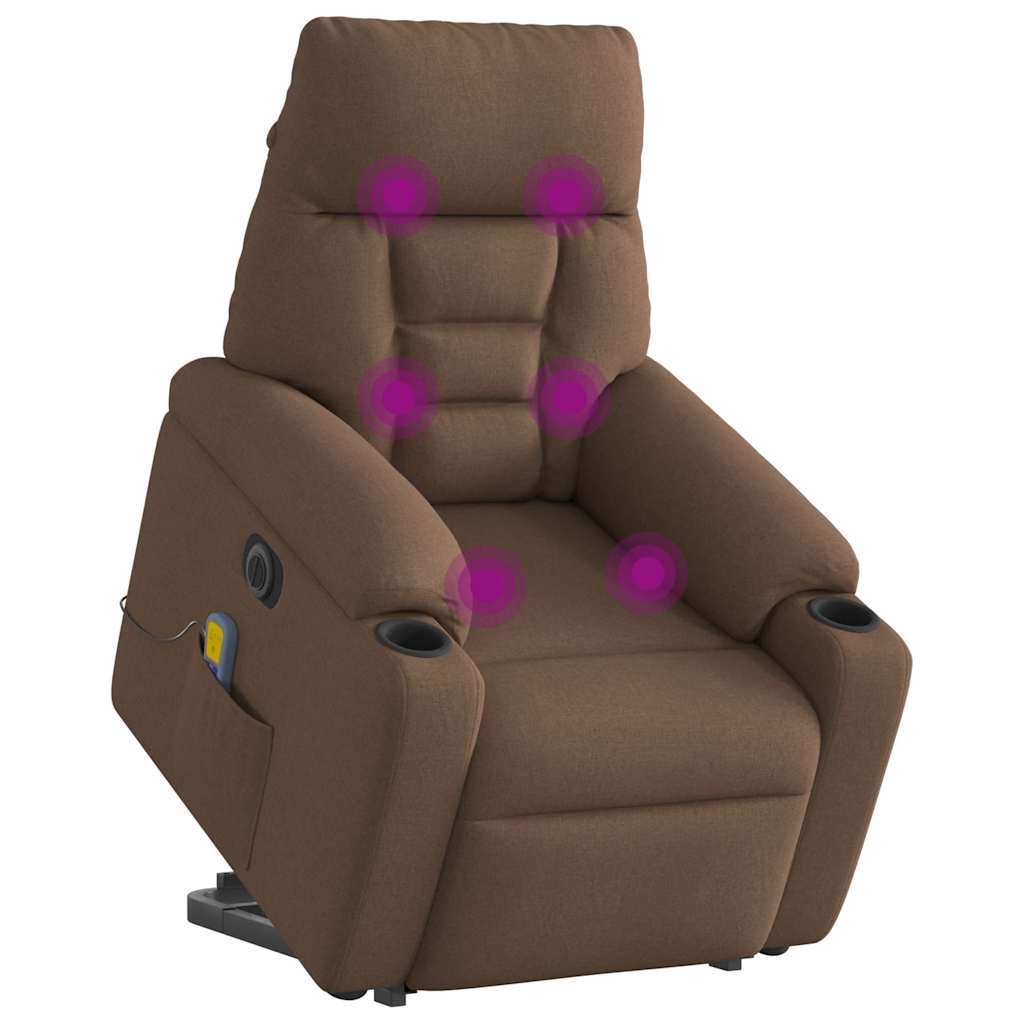 vidaXL Fotoliu electric de masaj rabatabil cu ridicare, maro, textil