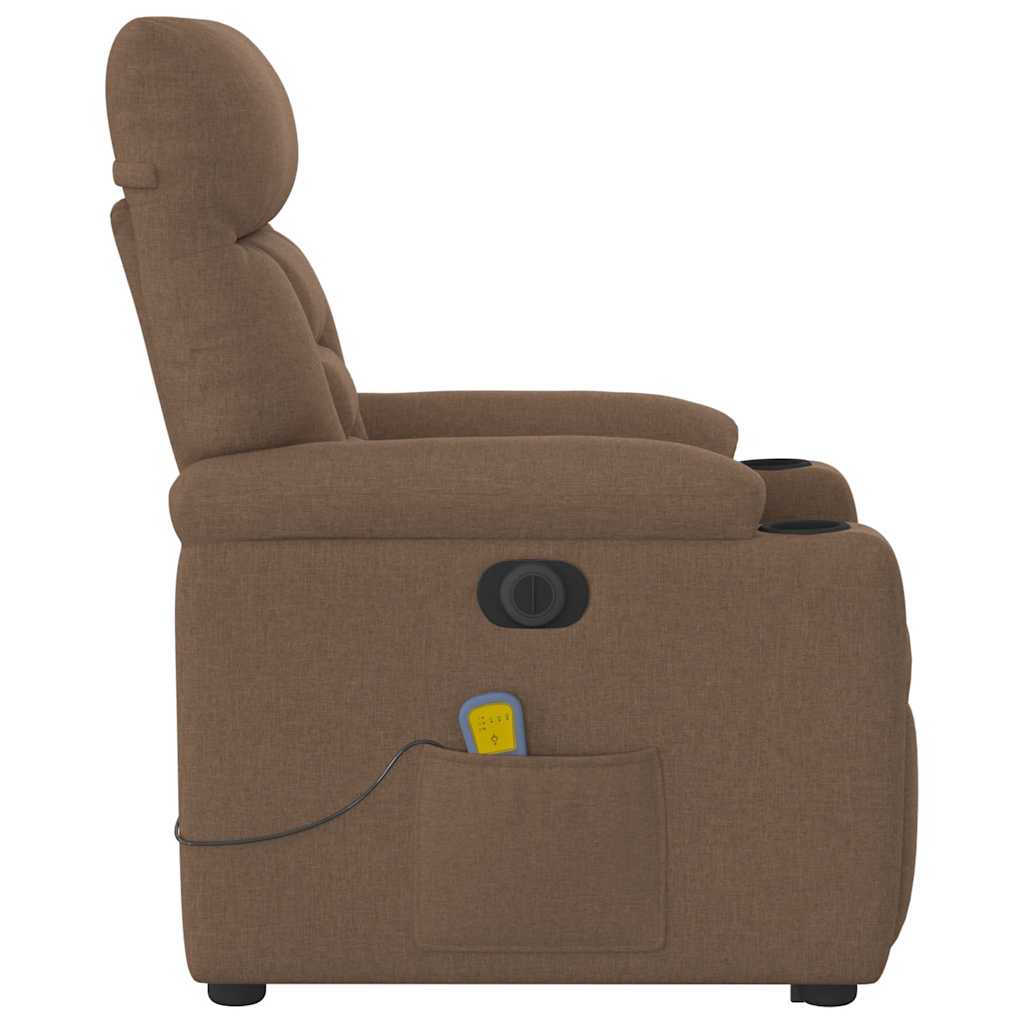 vidaXL Fotoliu electric de masaj rabatabil cu ridicare, maro, textil