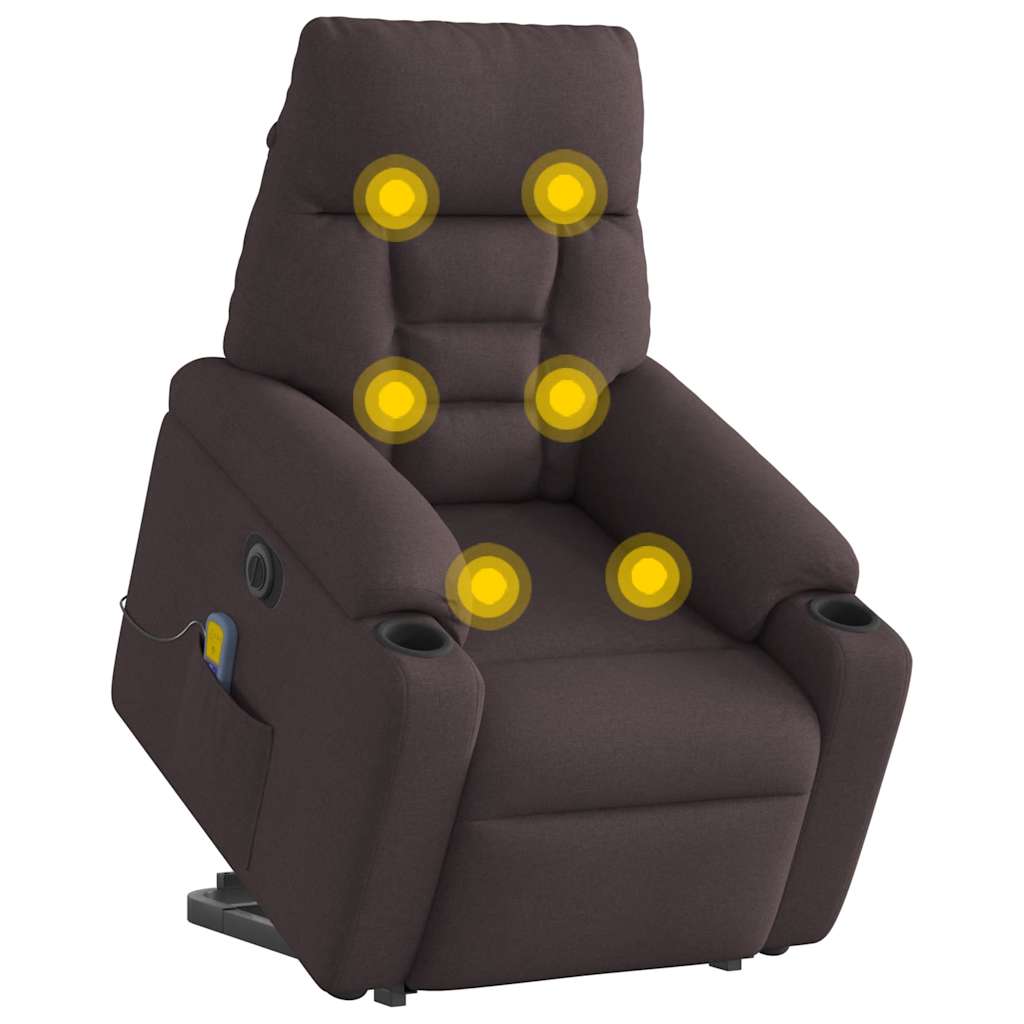 vidaXL Fotoliu electric masaj rabatabil cu ridicare maro închis textil