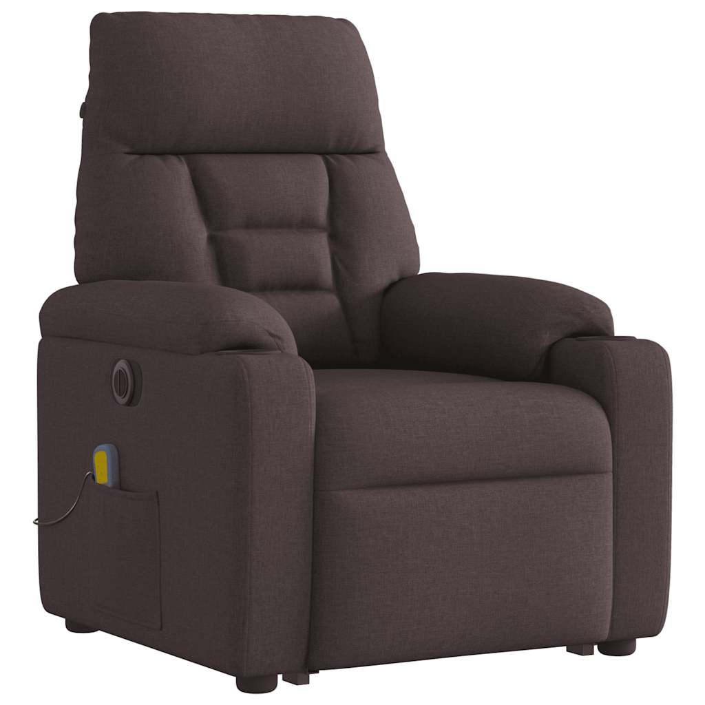 vidaXL Fotoliu electric masaj rabatabil cu ridicare maro închis textil