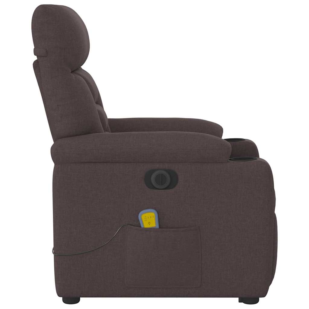 vidaXL Fotoliu electric masaj rabatabil cu ridicare maro închis textil