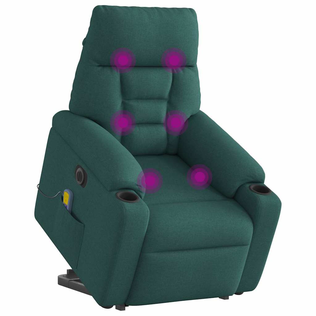 vidaXL Fotoliu electric masaj rabatabil / ridicare verde închis textil