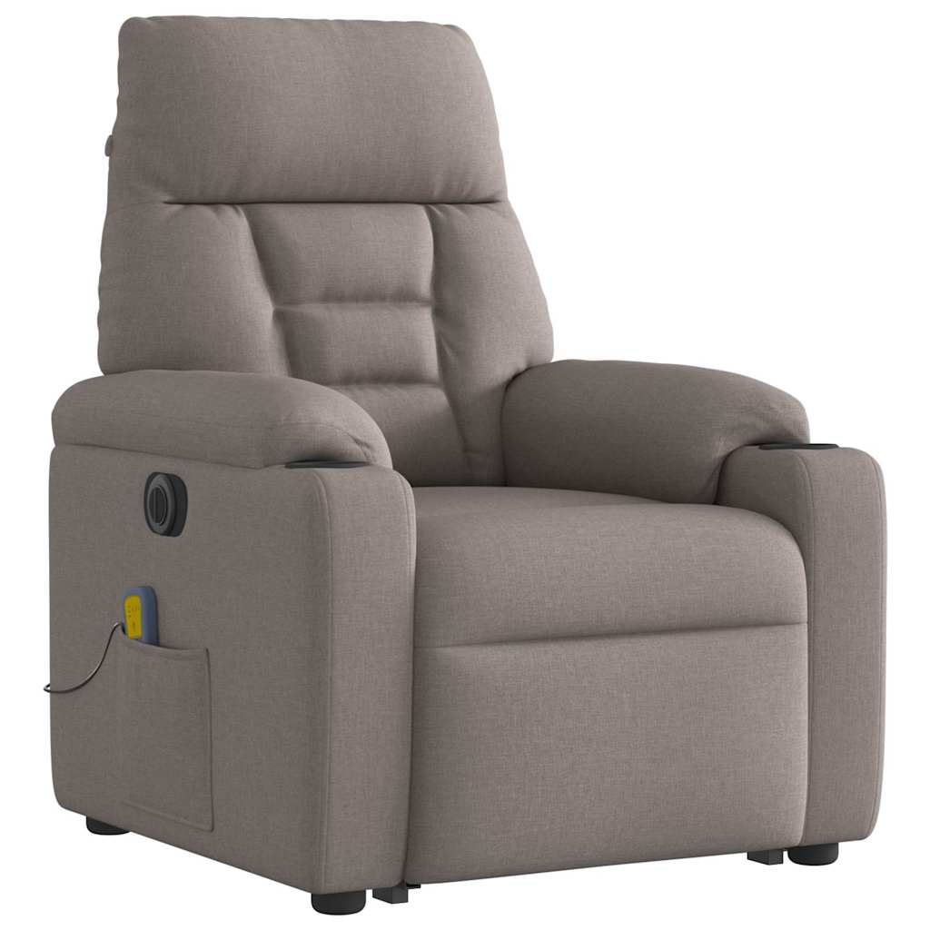 vidaXL Fotoliu electric masaj rabatabil cu ridicare, gri taupe, textil
