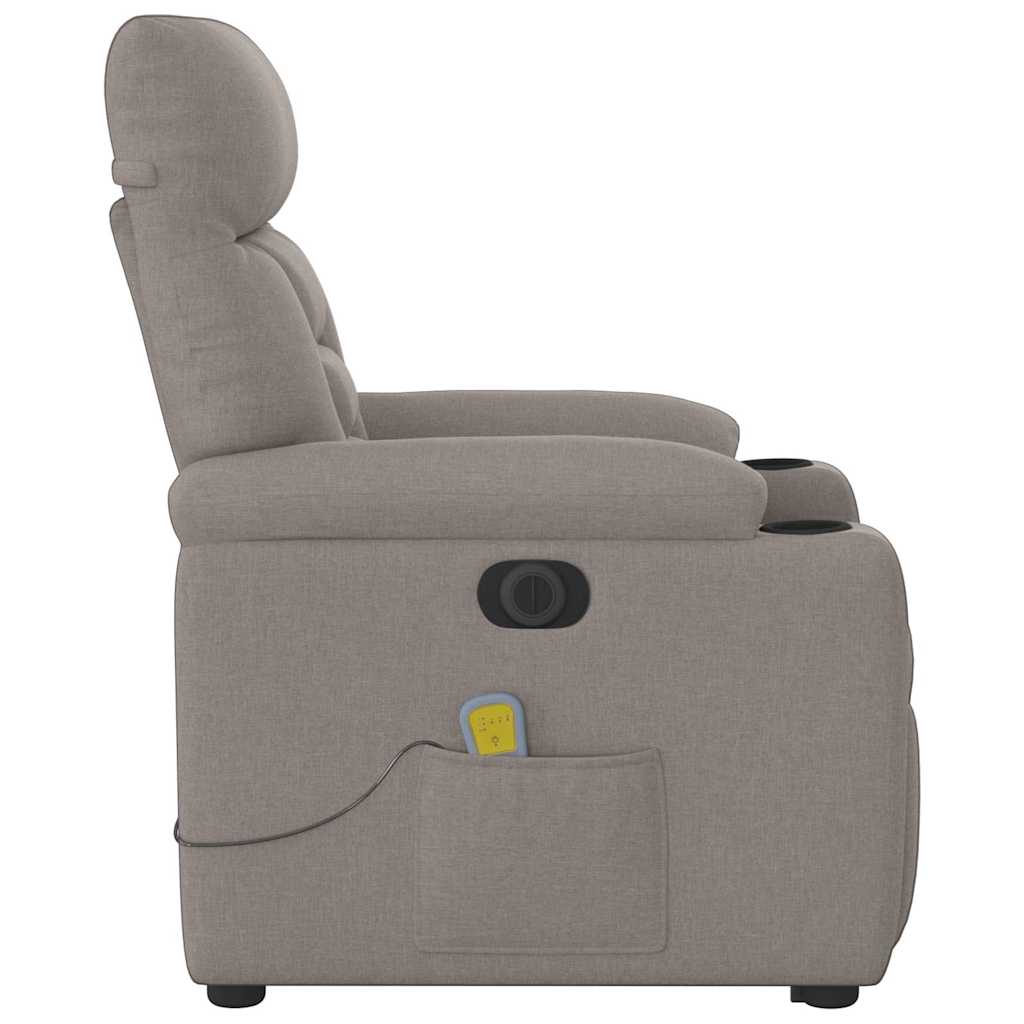 vidaXL Fotoliu electric masaj rabatabil cu ridicare, gri taupe, textil