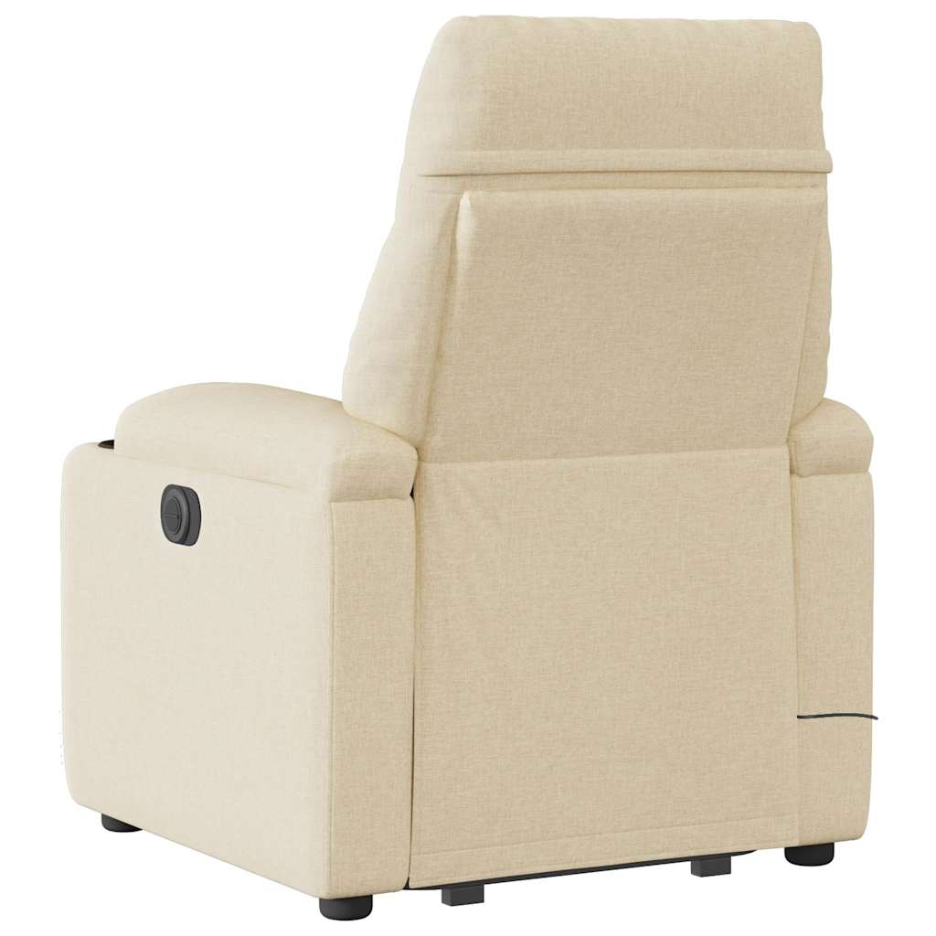 vidaXL Fotoliu electric de masaj rabatabil cu ridicare, crem, textil vidaXL Fotoliu electric de masaj rabatabil cu ridicare, crem, textil