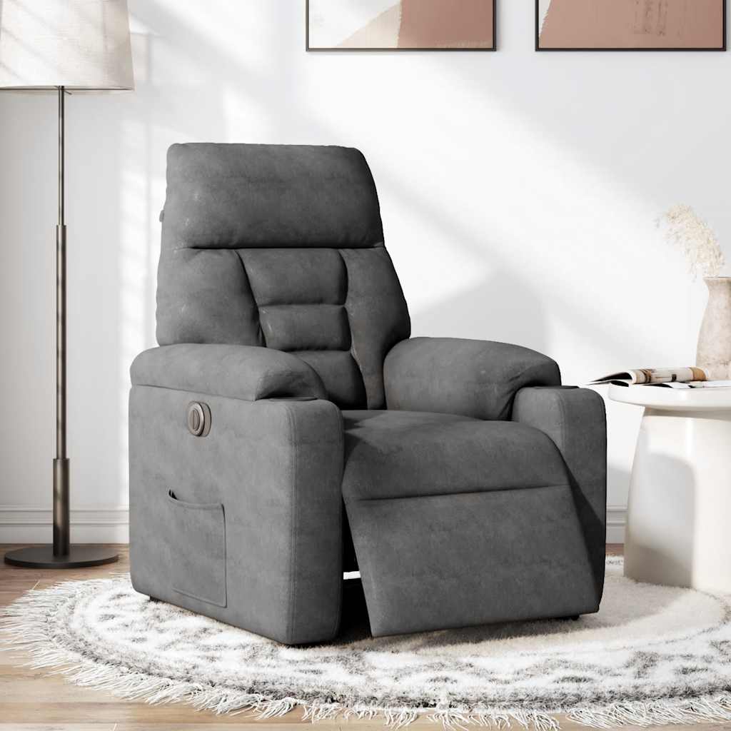 vidaXL Fotoliu rabatabil electric, gri deschis, microfibră