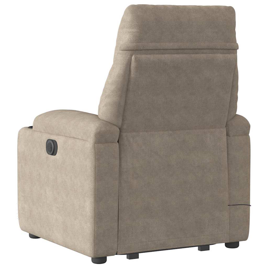 vidaXL Fotoliu masaj rabatabil electric cu ridicare, taupe, microfibră