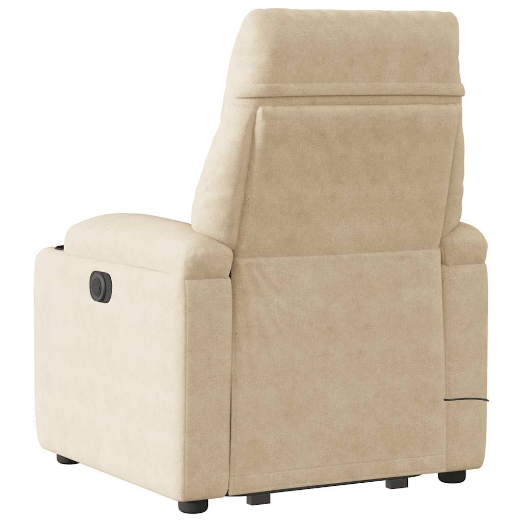 vidaXL Fotoliu de masaj rabatabil electric cu ridicare crem microfibră vidaXL Fotoliu de masaj rabatabil electric cu ridicare crem microfibră