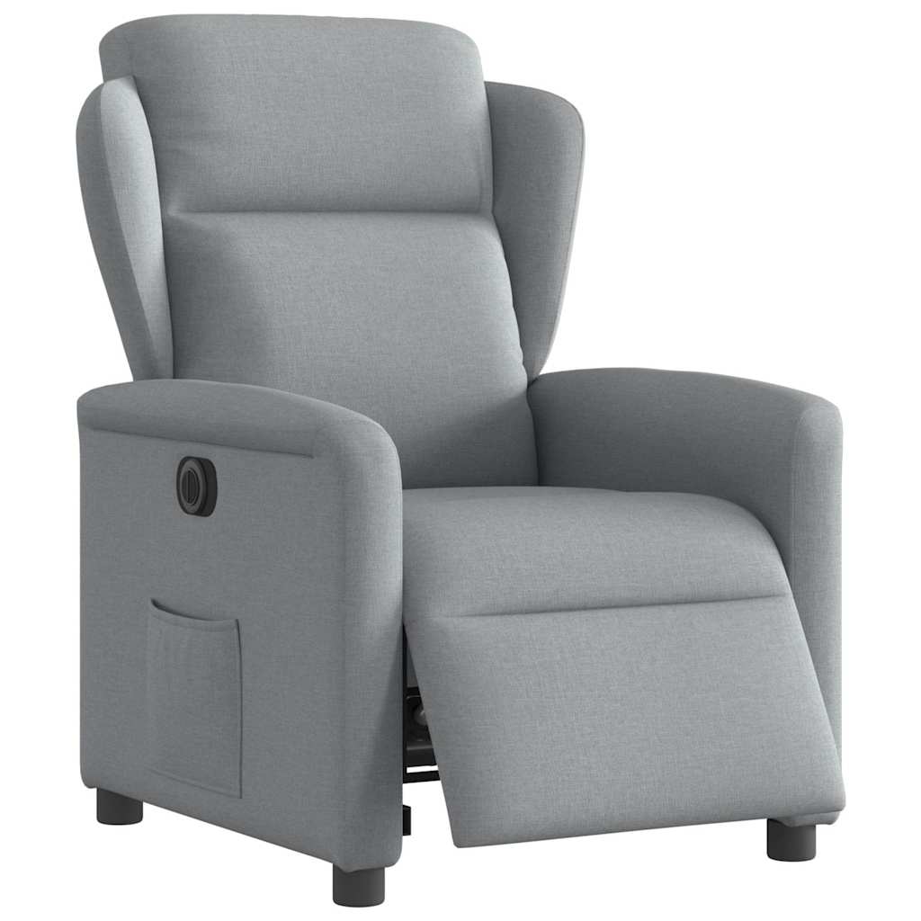 vidaXL Fotoliu rabatabil electric, gri deschis, textil