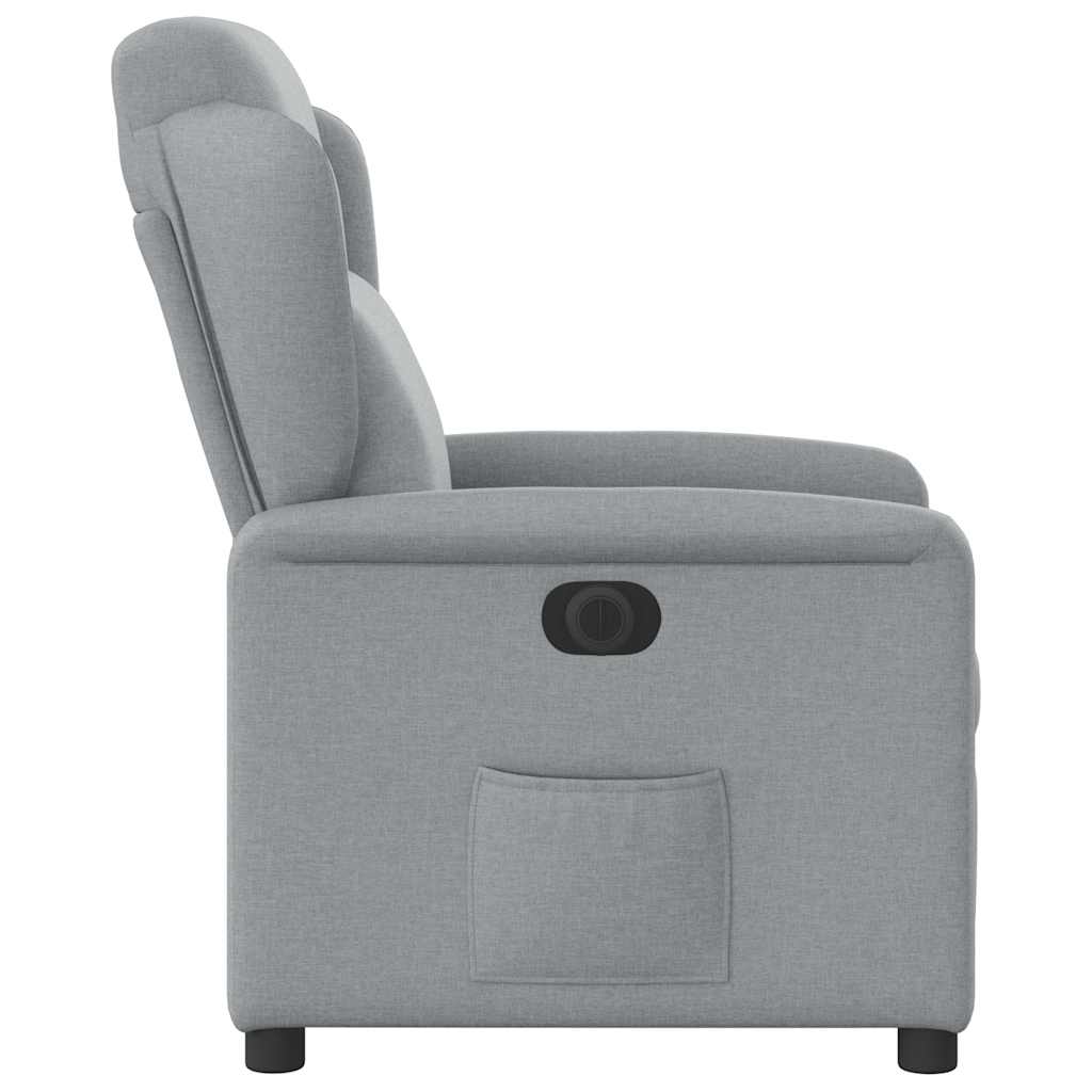 vidaXL Fotoliu rabatabil electric, gri deschis, textil