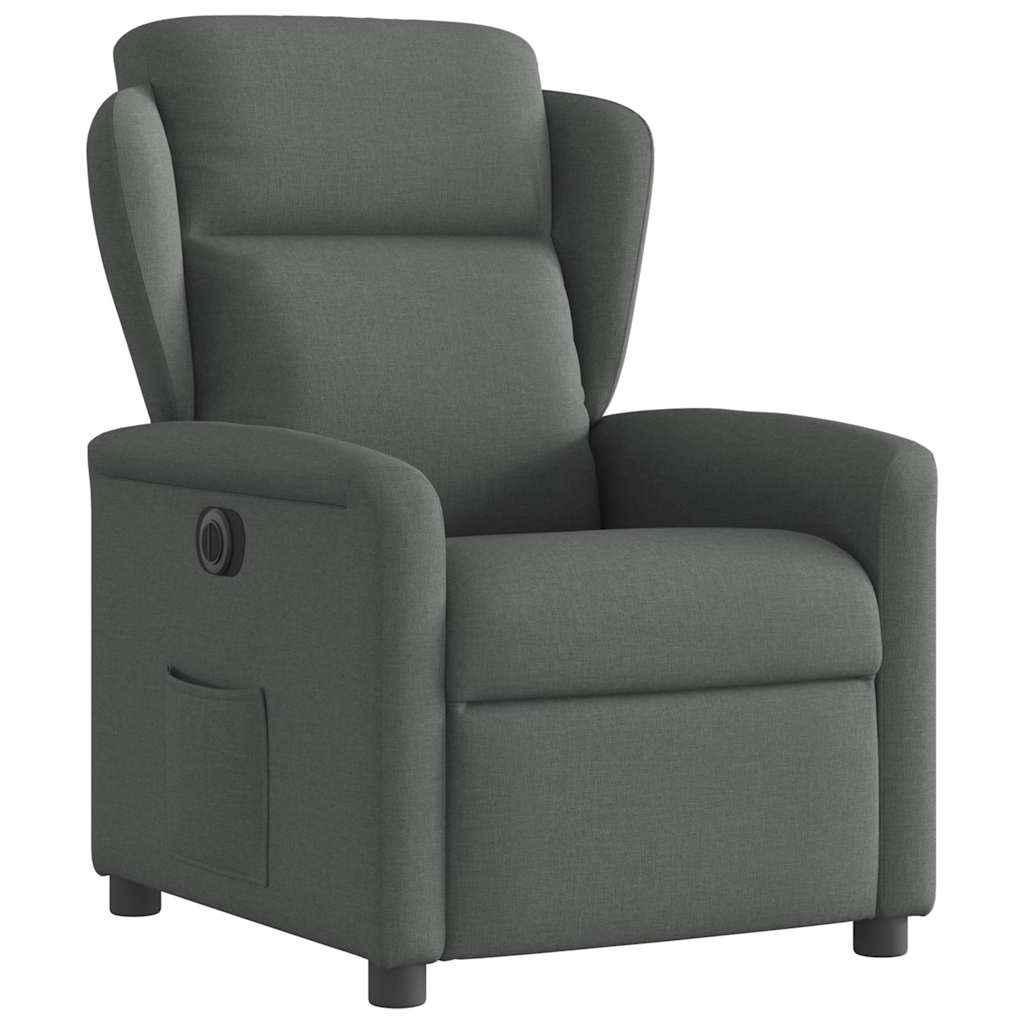 vidaXL Fotoliu rabatabil electric, gri închis, material textil