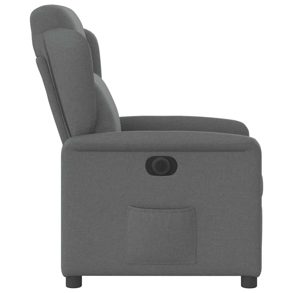 vidaXL Fotoliu rabatabil electric, gri închis, material textil