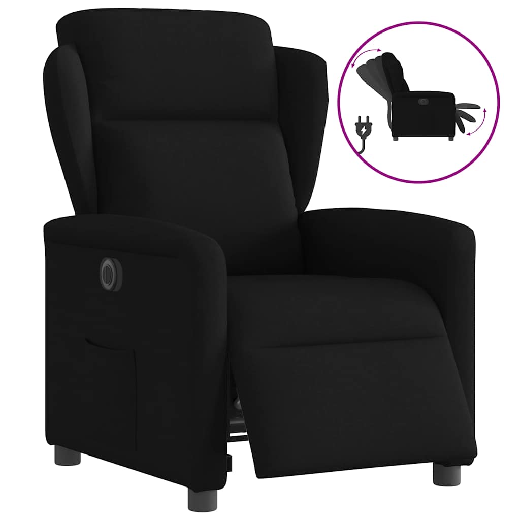 vidaXL Fotoliu rabatabil electric, negru, material textil