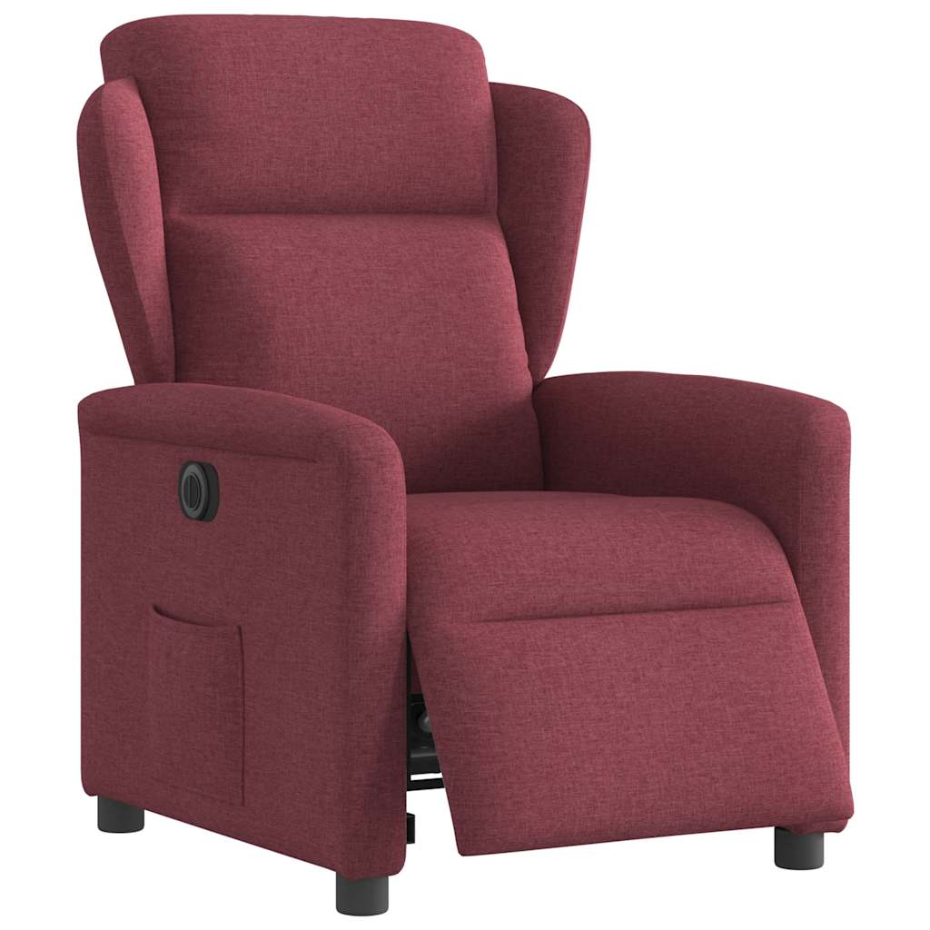 vidaXL Fotoliu rabatabil electric, roșu vin, material textil