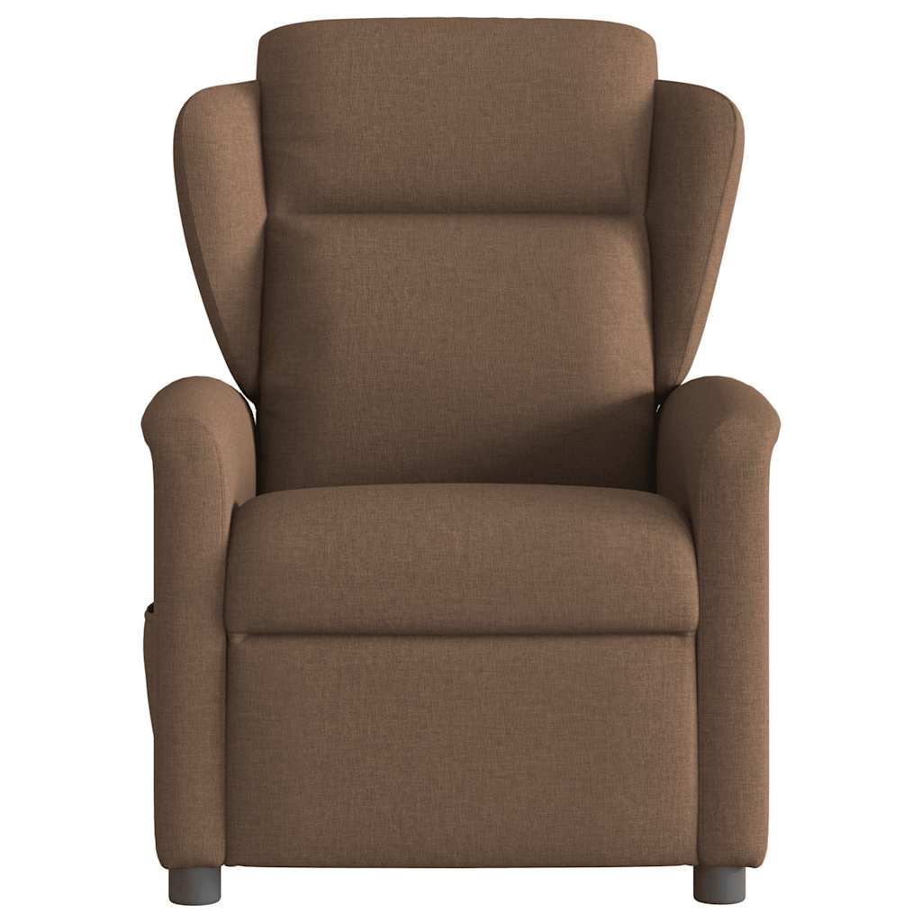 vidaXL Fotoliu rabatabil electric, maro, material textil