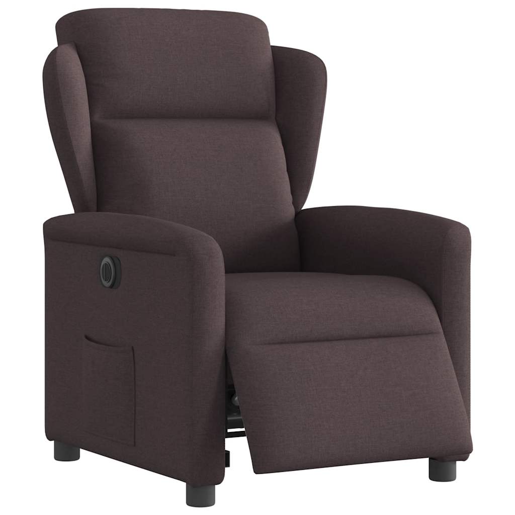 vidaXL Fotoliu rabatabil electric, maro închis, material textil
