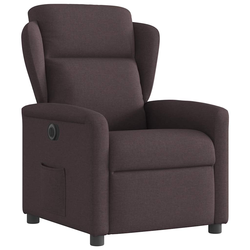 vidaXL Fotoliu rabatabil electric, maro închis, material textil