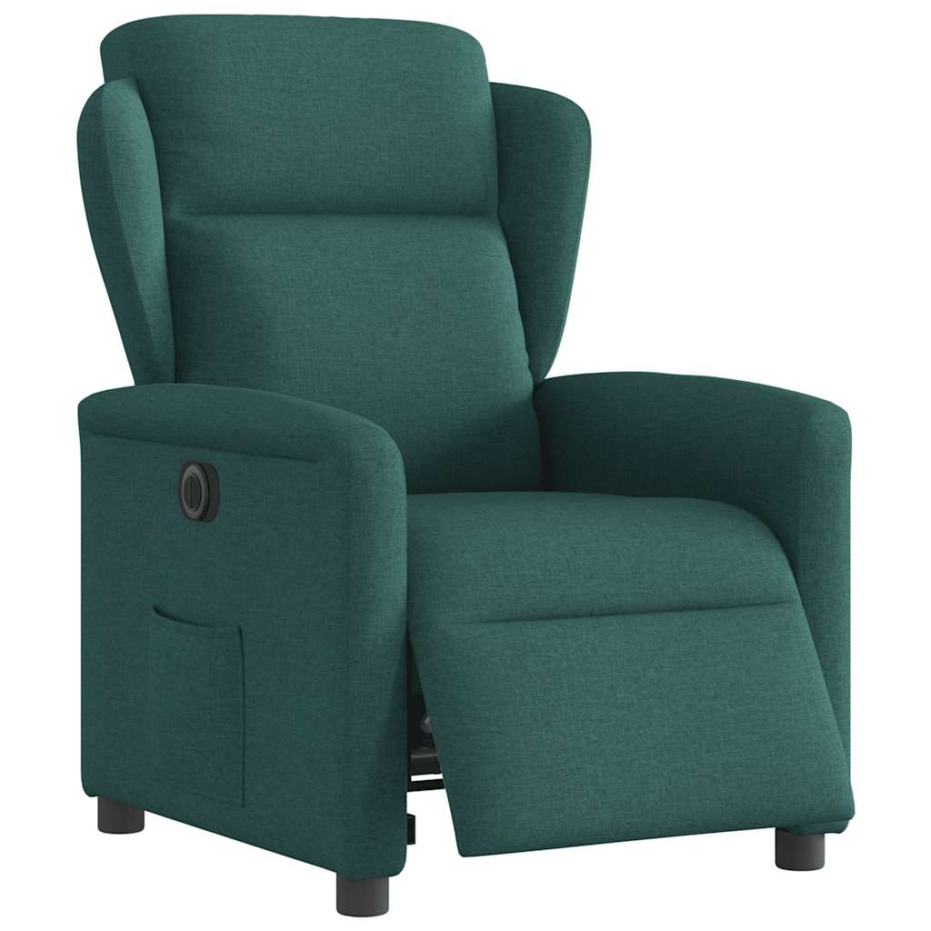 vidaXL Fotoliu rabatabil electric, verde închis, material textil vidaXL Fotoliu rabatabil electric, verde închis, material textil
