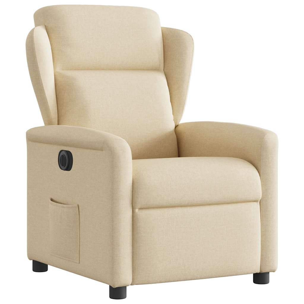 vidaXL Fotoliu rabatabil electric, crem, material textil