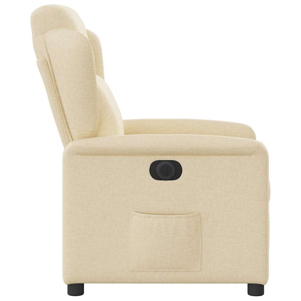 vidaXL Fotoliu rabatabil electric, crem, material textil