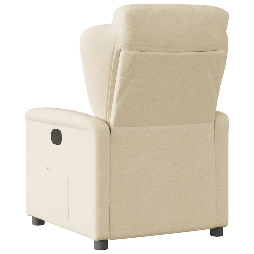 vidaXL Fotoliu rabatabil electric, crem, material textil