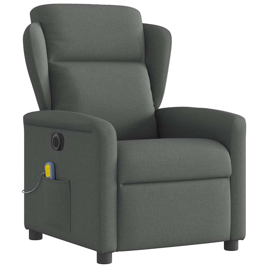 vidaXL Fotoliu electric de masaj rabatabil, gri închis, textil