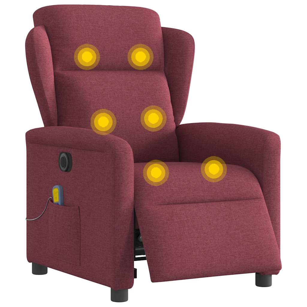 vidaXL Fotoliu electric de masaj rabatabil, roșu vin, textil vidaXL Fotoliu electric de masaj rabatabil, roșu vin, textil