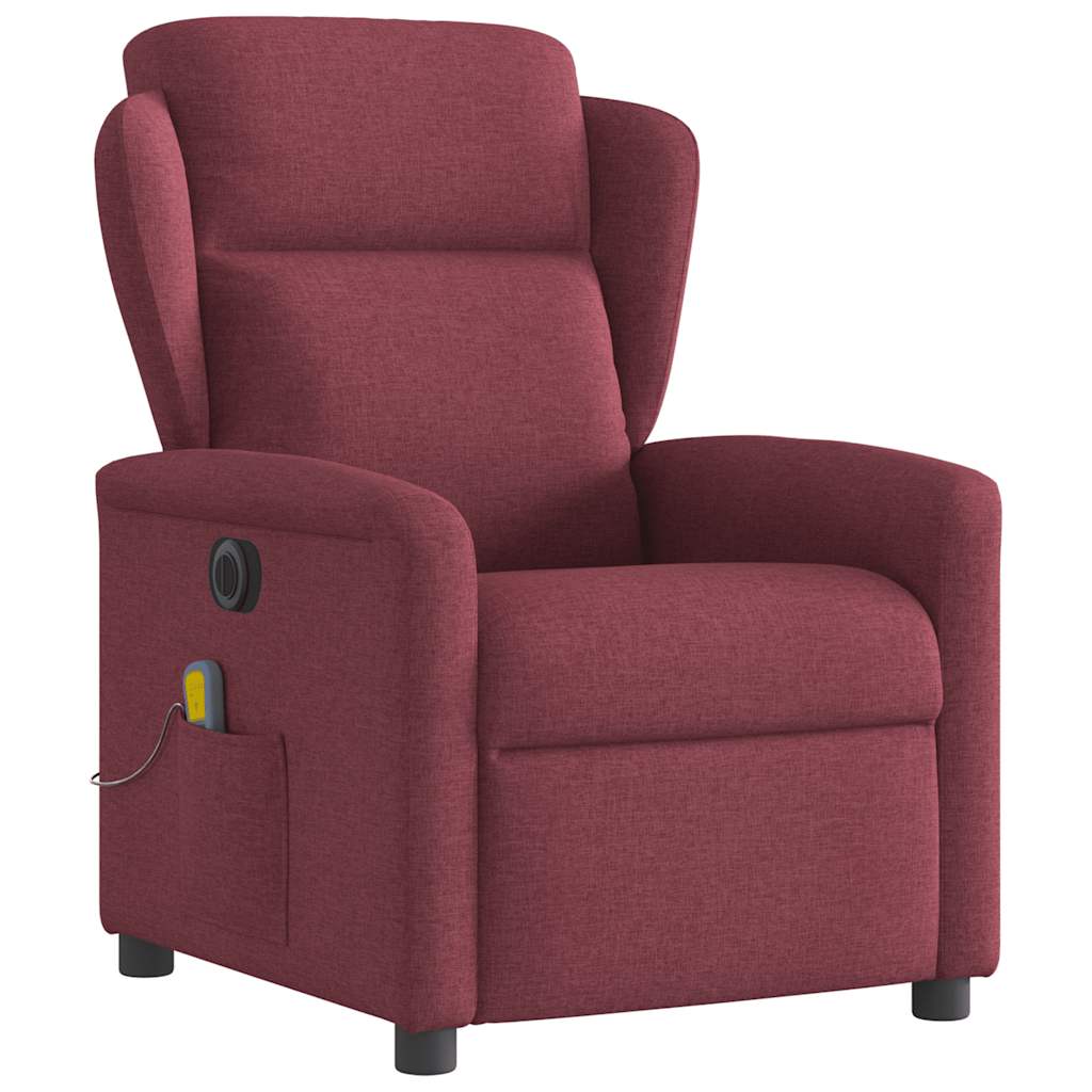 vidaXL Fotoliu electric de masaj rabatabil, roșu vin, textil vidaXL Fotoliu electric de masaj rabatabil, roșu vin, textil